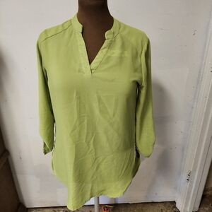 Beautiful Lime Geeen 3/4 Roll Sleeves Top by Catos Sz S